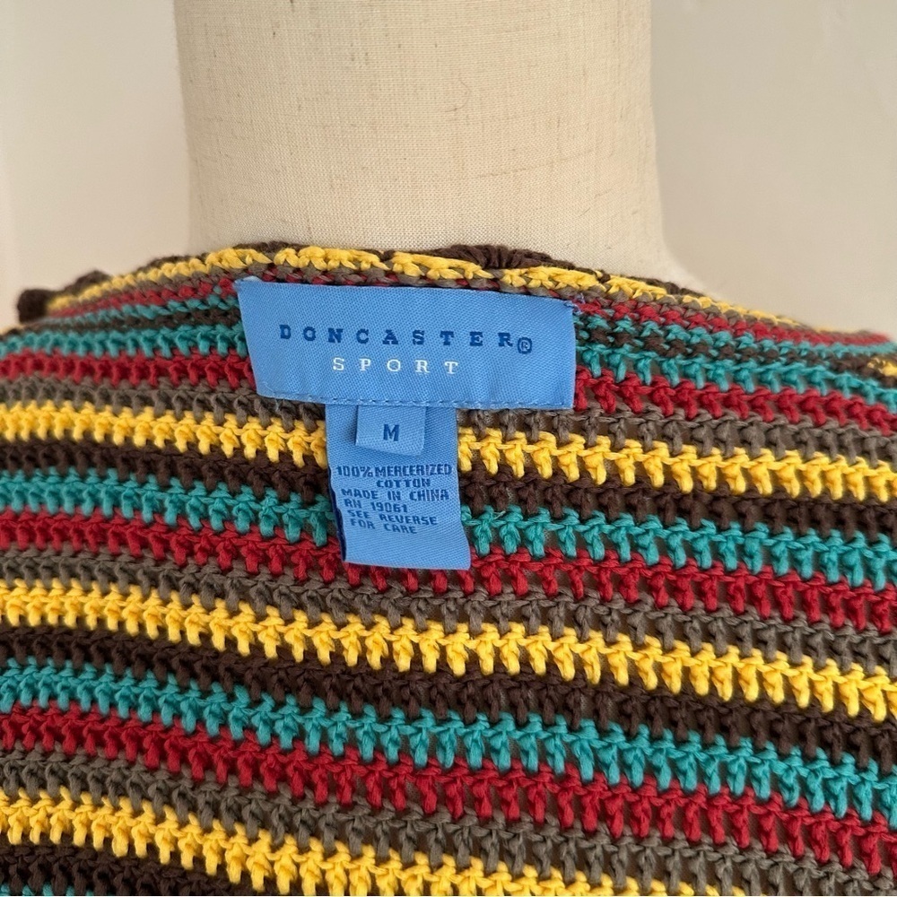 Vintage Striped Crochet Cardigan Sweater Size Medium Cottagecore Fall - Picture 6 of 7